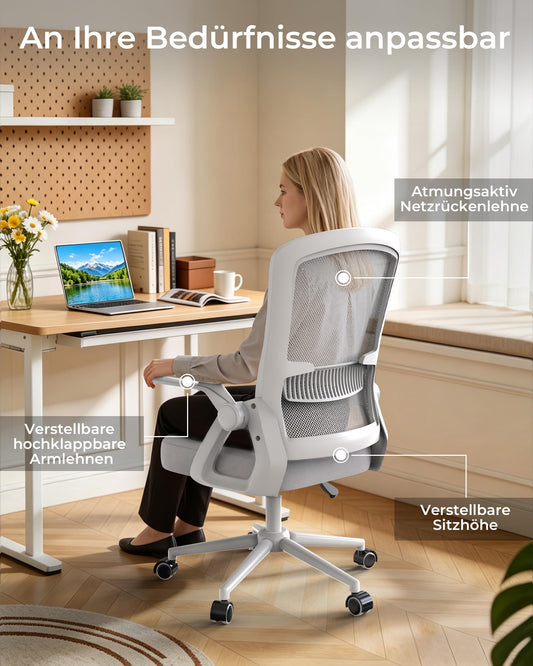 rattantree Schreibtischstuhl Ergonomischer Grau für Zuhause Büro