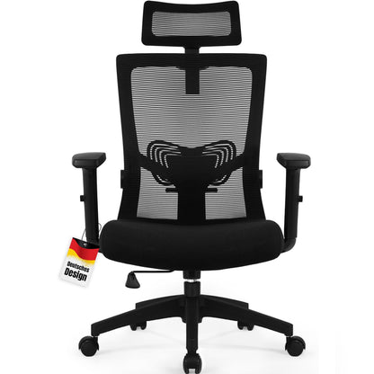 Daccormax Ergonomic Mesh Office Chair, Adjustable Headrest, Armrests, Lumbar Support, Reclining up to 135°, 150 kg Capacity