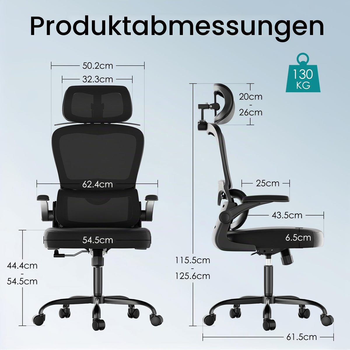 Farini Ergonomic Office Chair with Clothes Rack, Adjustable Headrest, Armrests, Wheels, Black