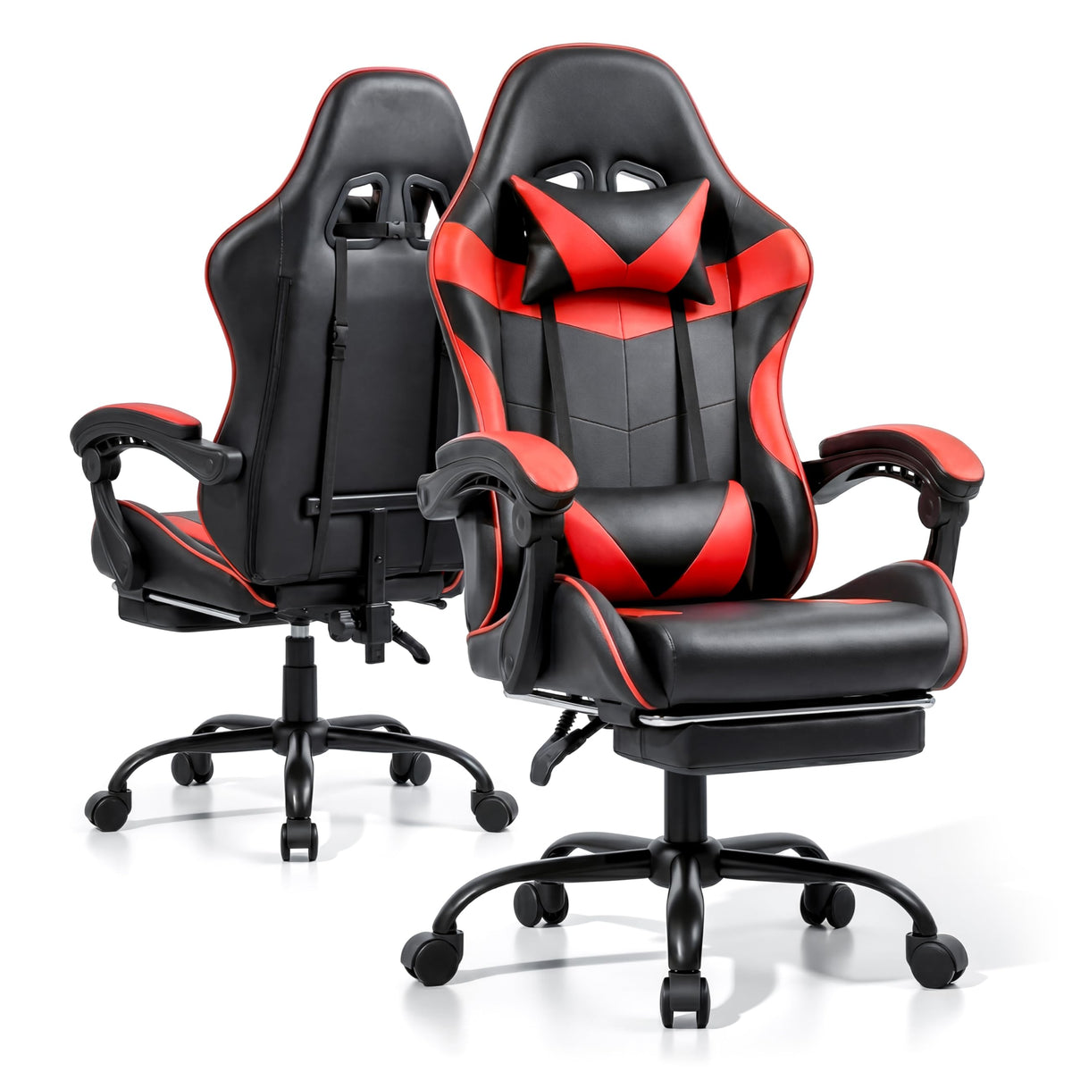 Eduzita Gaming Stuhl Ergonomisch mit Kopfstütze und Fußstütze