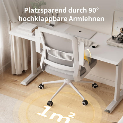 naspaluro Bürostuhl Ergonomisch mit Hochklappbare Armlehnen Grau