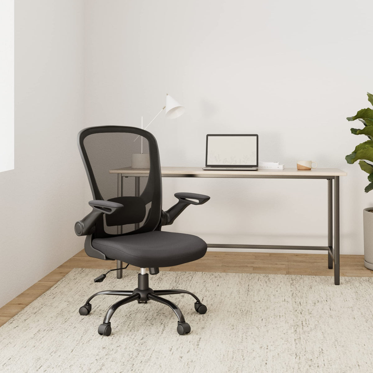 SONGMICS Ergonomischer Bürostuhl mit klappbaren Armlehnen, höhenverstellbar