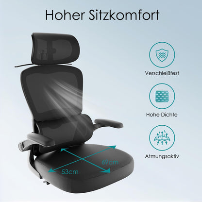 Farini Ergonomic Office Chair with Clothes Rack, Adjustable Headrest, Armrests, Wheels, Black