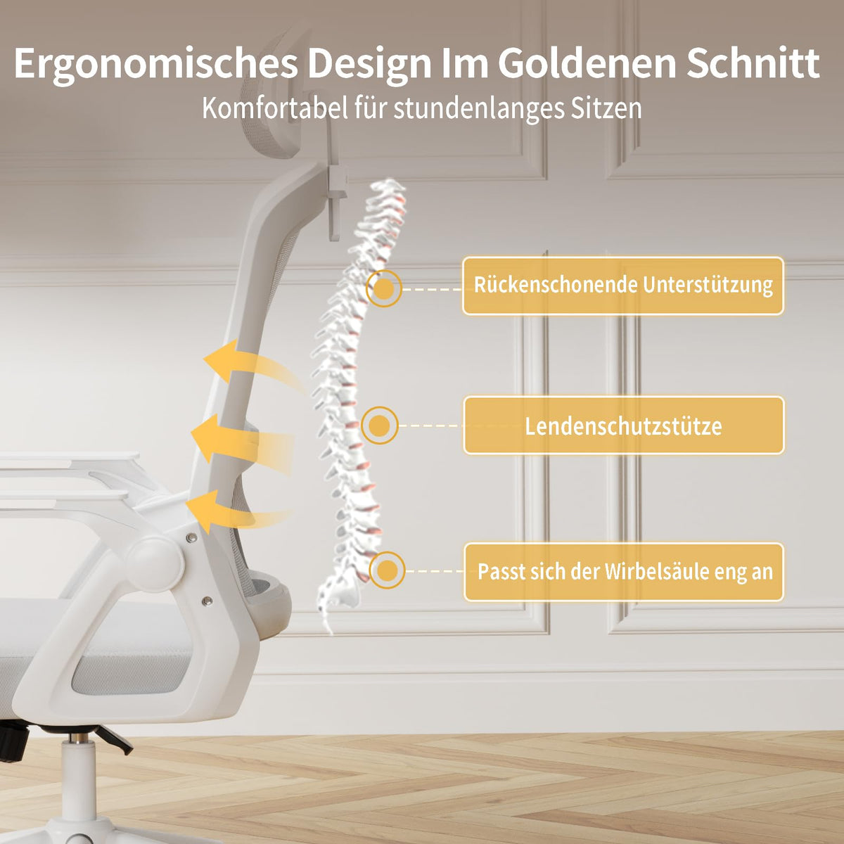 rattantree Schreibtischstuhl Ergonomischer Grau für Zuhause Büro