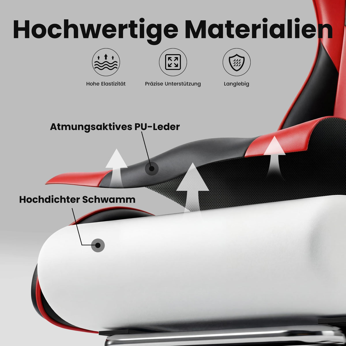 Eduzita Gaming Stuhl Ergonomisch mit Kopfstütze und Fußstütze