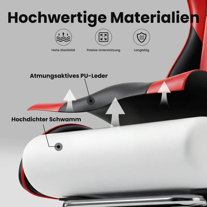 Eduzita Gaming Stuhl Ergonomisch mit Kopfstütze und Fußstütze
