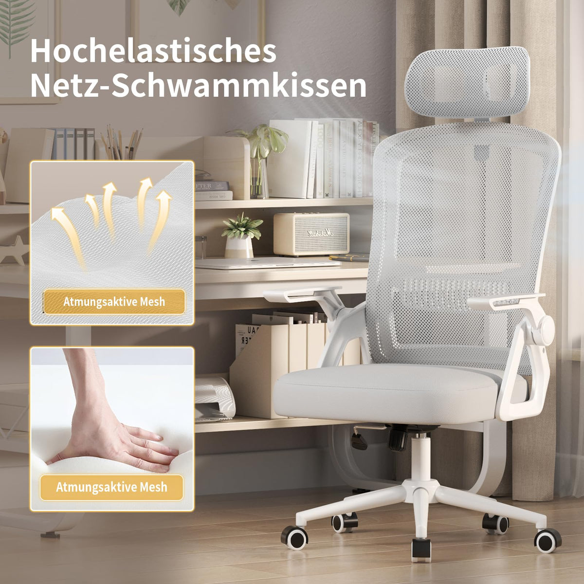 rattantree Schreibtischstuhl Ergonomischer Grau für Zuhause Büro