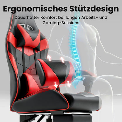 Eduzita Gaming Stuhl Ergonomisch mit Kopfstütze und Fußstütze