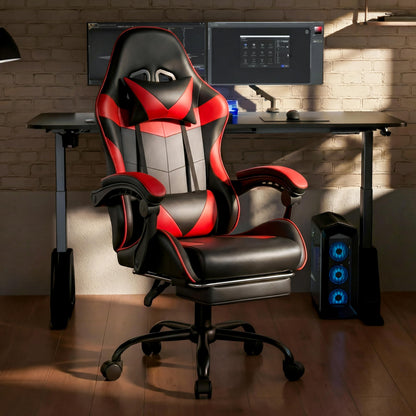 Eduzita Gaming Stuhl Ergonomisch mit Kopfstütze und Fußstütze