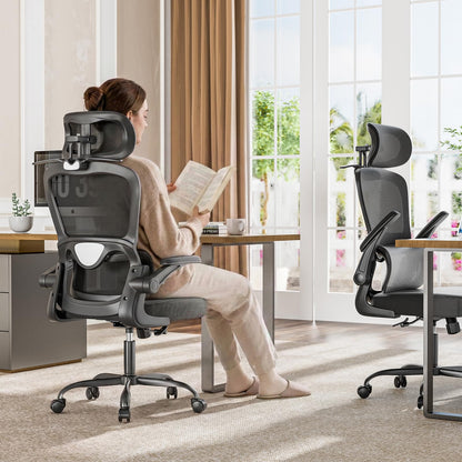 Farini Ergonomic Office Chair with Clothes Rack, Adjustable Headrest, Armrests, Wheels, Black