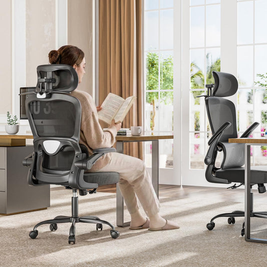 Farini Ergonomic Office Chair with Clothes Rack, Adjustable Headrest, Armrests, Wheels, Black